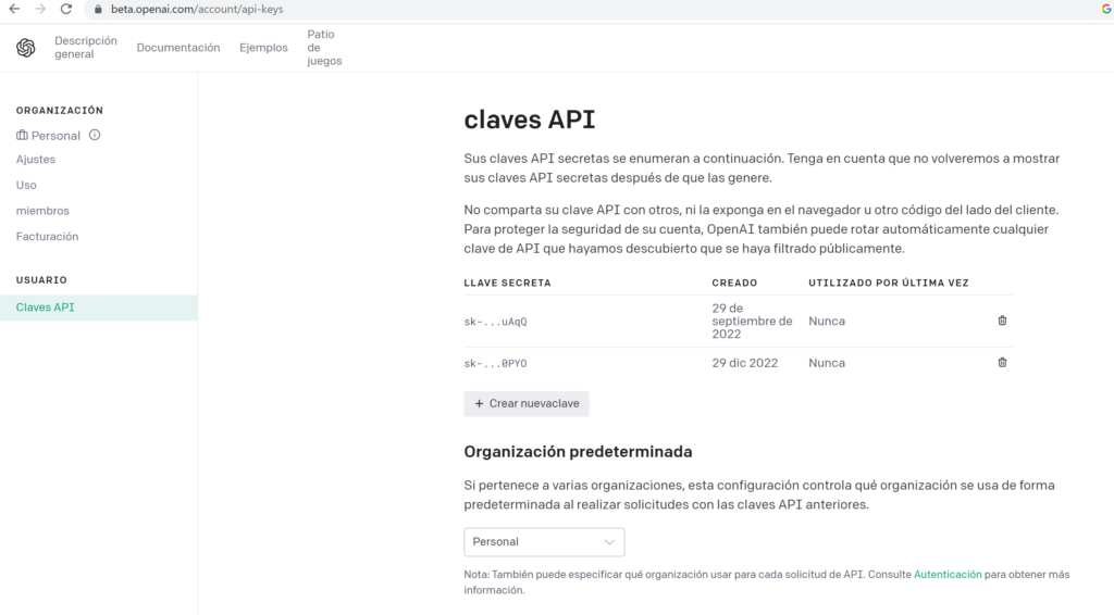 Nueva API KEY OpenAI en Laravel